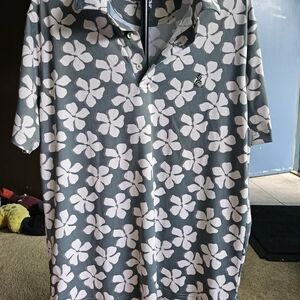 chubbies Green Polo with White Floral Print